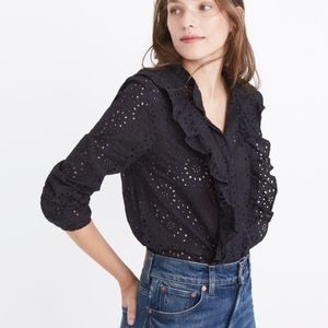 Madewell Eyelet Ruffle-Front Blouse